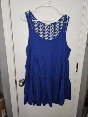American Eagle Outfitters Royal Blue Crochet-Back Mini Dress